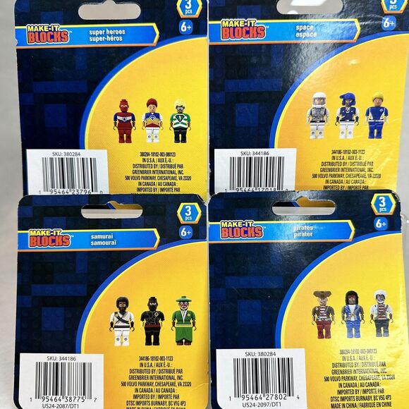 Make-It Blocks Figures SUPER HEROES SPACE PIRATES SAMURAI Set 4/ Pieces‎ 12 NEW - Picture 10 of 12